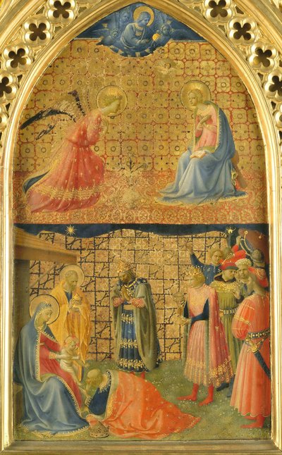Zwiastowanie i adoracja Trzech Króli, c. 1433-1434. autorstwa Fra Giovanni Angelico da Fiesole