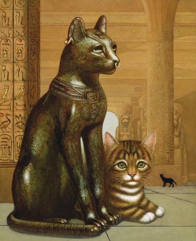 Mike the British Museum Kitten, 1995 (olej i tempera na panelu) autorstwa Frances Broomfield