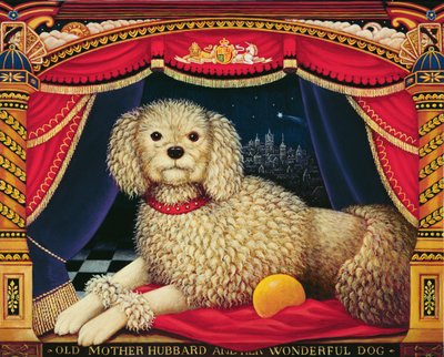 Old Mother Hubbards Wonderful Dog, 1998 (olej i tempera na panelu) autorstwa Frances Broomfield