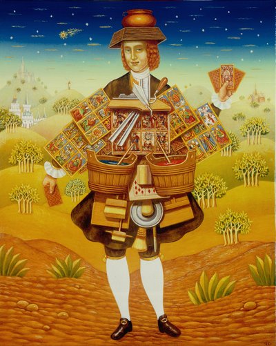The Card Seller, 2003 (olej i tempera na panelu) autorstwa Frances Broomfield
