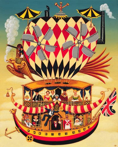 Przyszłość lotu transatlantyckiego, 1999 (olej i tempera na panelu) autorstwa Frances Broomfield