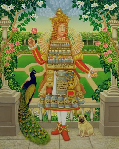 Ogród perfumiarza, 1998 (olej i tempera na panelu) autorstwa Frances Broomfield