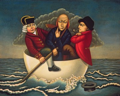 Trzej mędrcy z Gotham, 2005 (olej i tempera na panelu) autorstwa Frances Broomfield