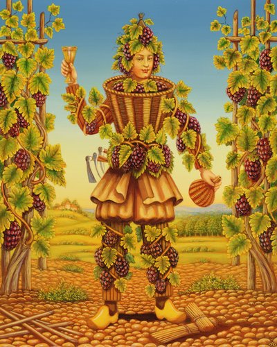 The Vignerons Habit, 1998 (olej i tempera na panelu) autorstwa Frances Broomfield