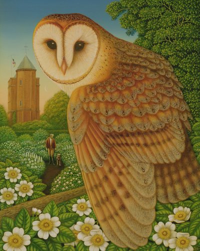 Biały ogród, 1997 (olej i tempera na panelu) autorstwa Frances Broomfield