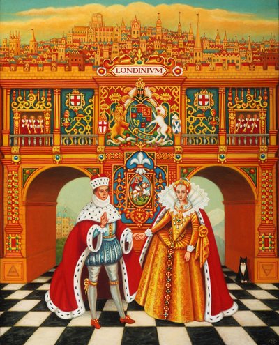 Król i królowa zimy, 2010 (oleje i tempera na panelu) autorstwa Frances Broomfield