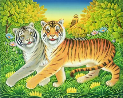 Tyger Tyger, 2002 (olej i tempera na panelu) autorstwa Frances Broomfield