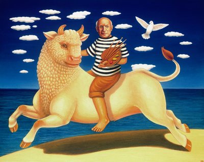 Yo Picasso, 2003 (olej i tempera na panelu) autorstwa Frances Broomfield