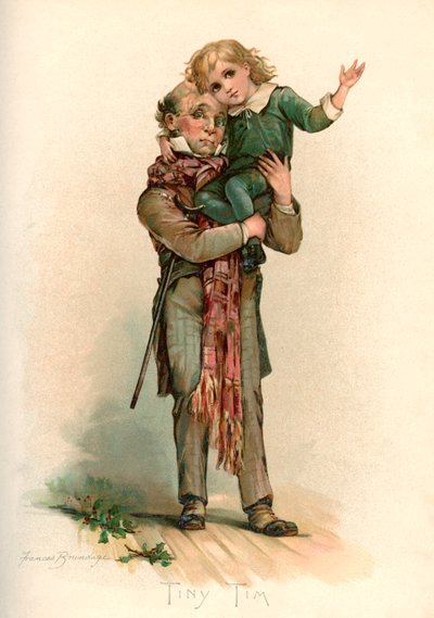 Bob Cratchit niosący małego Tima autorstwa Frances Brundage
