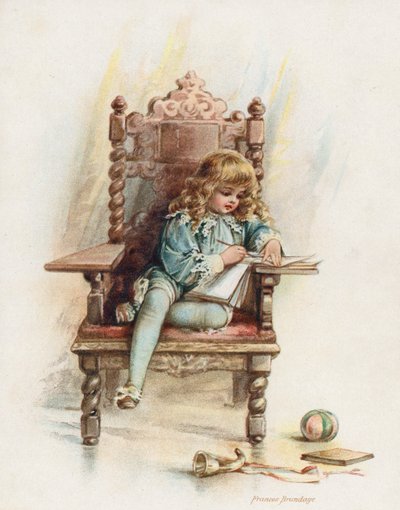 Król Edward VI prowadzący swój dziennik (chromolitografia) autorstwa Frances Brundage