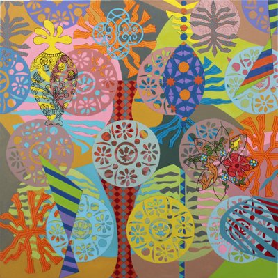 Mardi Gras Redux, 2025 (akryl na płótnie) autorstwa Frances Ferdinands