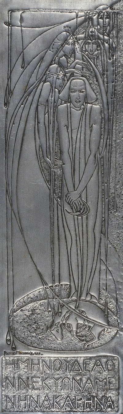 Repousse White Metal Plaque, 1893 (metal) autorstwa Frances Macdonald