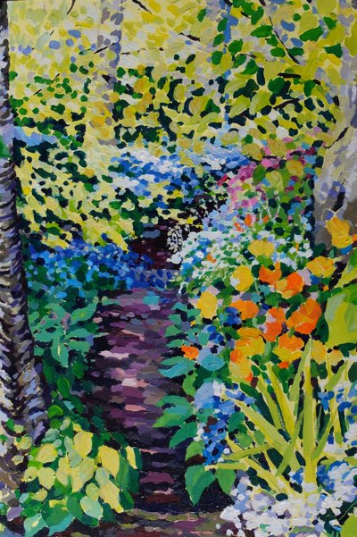 Blue Bell Path, 2020 (akryl na płótnie) autorstwa Frances Naggs