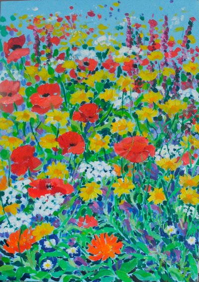 Wild Flower Meadow, 2024 (akryl na płótnie) autorstwa Frances Naggs
