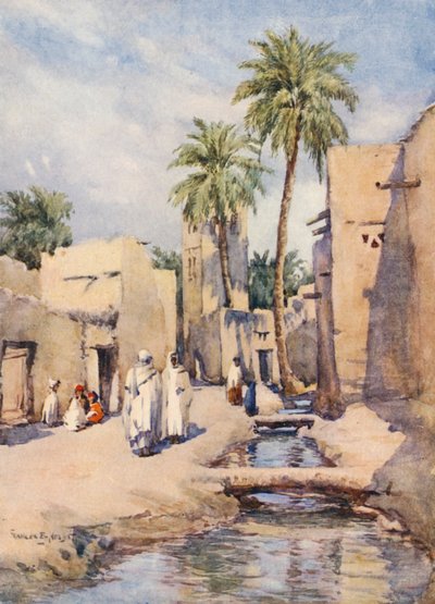A Village Street, Biskra (kolorowa litografia) autorstwa Frances Nesbitt