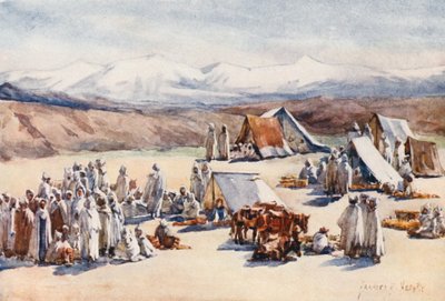 Dzień targowy, Timgad (kolorowa litografia) autorstwa Frances Nesbitt