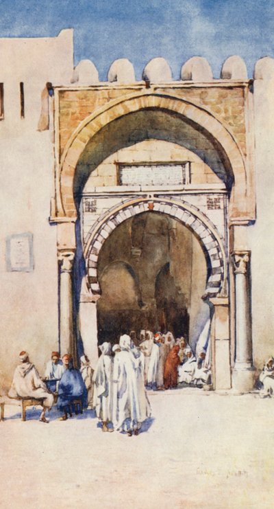 Brama Maurów, Kairouan (kolorowa litografia) autorstwa Frances Nesbitt