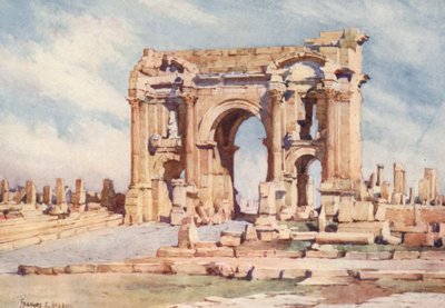 Łuk Trajana, Timgad (kolorowa litografia) autorstwa Frances Nesbitt