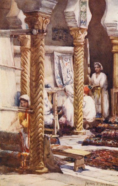 Szkoła dywanów, Algier (druk kolorowy) autorstwa Frances Nesbitt