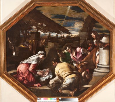 Adoracja pasterzy Obraz Francesco da Ponte dit Francesco Bassano (1549-1592) Genes, Musei di Strada Nuova autorstwa Francesco Bassano