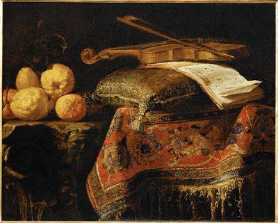 Nature Morte: cedrats et violon - Martwa natura: cytryny i skrzypce ... autorstwa Francesco (b.1640) Fieravino