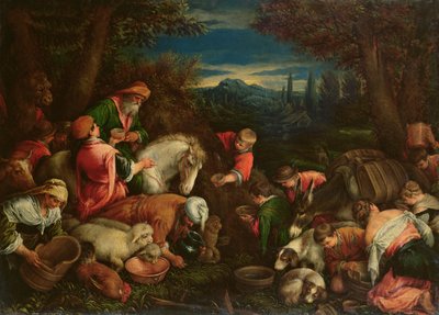 Jakub i Laban przy studni, 1590 autorstwa Francesco Bassano