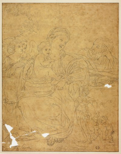 Święta Rodzina z Dwoma Aniołami autorstwa Francesco Albani