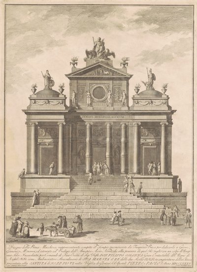 Prima Macchina dla Chin z 1785 r.: Świątynia Jowisza rozpoczęta przez Tarquinius Priscus z cudem Acciusa Naeviusa autorstwa Francesco Barbazza, after Giuseppe Palazzi