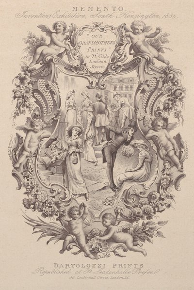 Reklama Memento, Wystawa Wynalazków, South Kensington, 1885, ca. 1885. autorstwa Francesco Bartolozzi