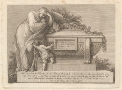 Karta pogrzebowa Sir Joshua Reynoldsa autorstwa Francesco Bartolozzi