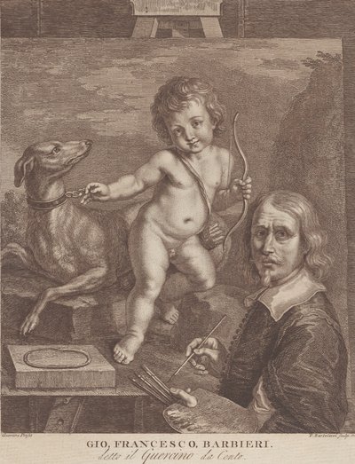 Autoportret Guercina, 1790-99. autorstwa Francesco Bartolozzi