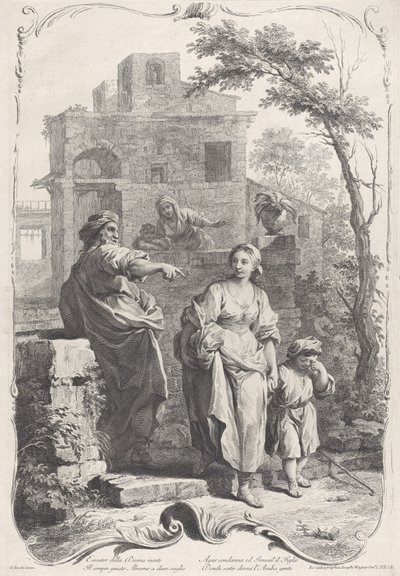 Hagar wysłana na pustynię, 1758. autorstwa Francesco Bartolozzi