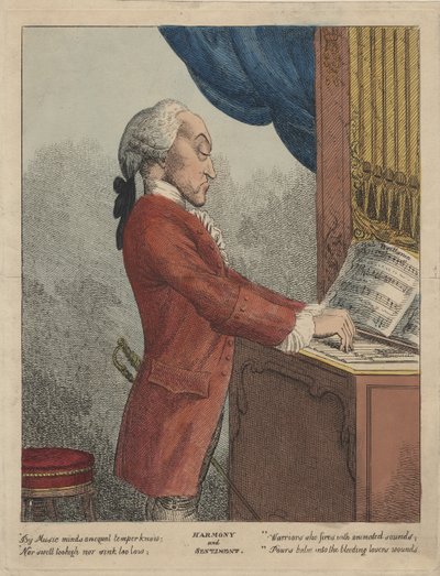 Harmonia i sentyment, ok. 1785 (akwaforta ręcznie kolorowana) autorstwa Francesco Bartolozzi