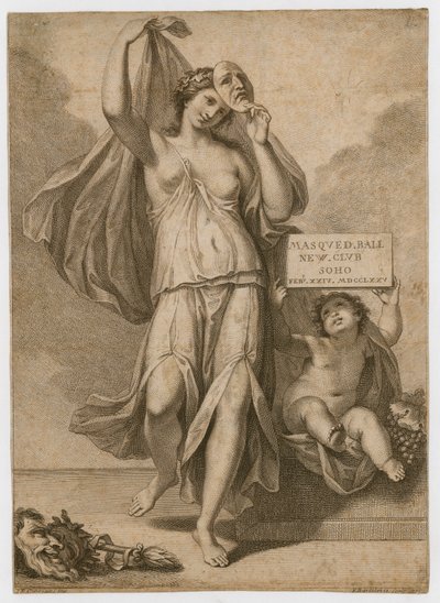 Zaproszenie na bal maskowy w Soho w 1775 r. autorstwa Francesco Bartolozzi