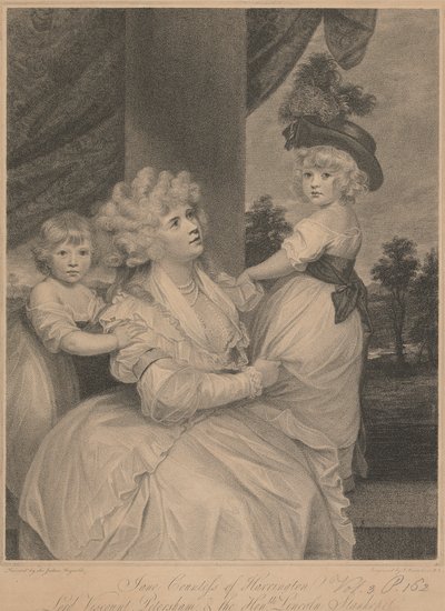Jane, hrabina Harrington, lord wicehrabia Petersham i czcigodny Lincoln Stanhope autorstwa Francesco Bartolozzi