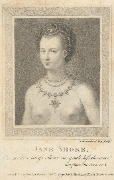 Jane Shore: Daj łagodnej pani Shore jeden delikatny pocałunek, tym bardziej Szekspir..., 1 lutego 1790. autorstwa Francesco Bartolozzi