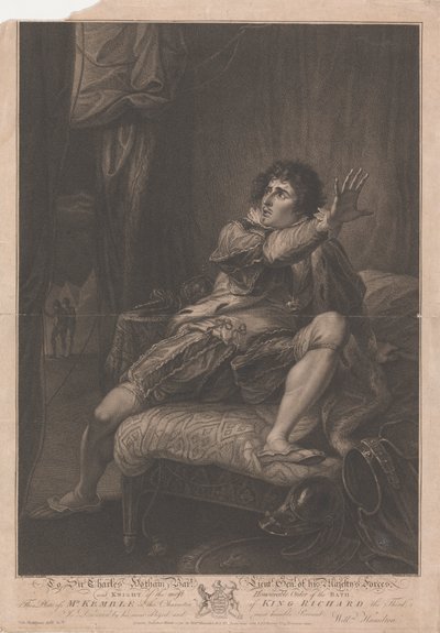 Pan Kemble w roli króla Ryszarda III - „Ryszard III”, akt V, scena V autorstwa Francesco Bartolozzi