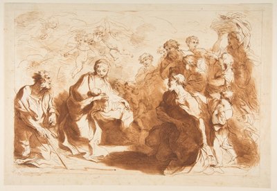 Adoracja pasterzy przed 1764 r. autorstwa Francesco Bartolozzi