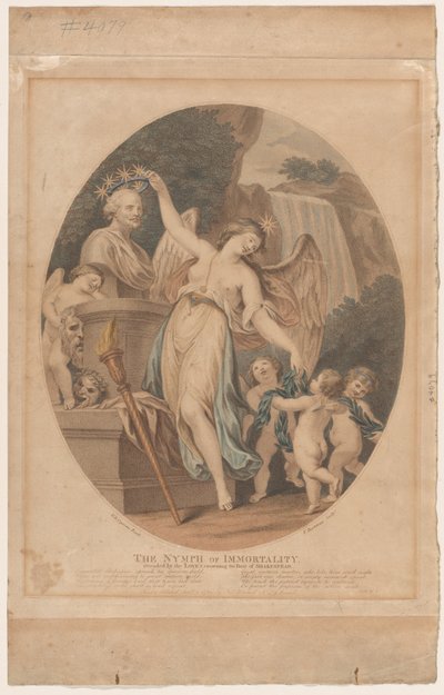 Nimfa nieśmiertelności, w towarzystwie miłości, koronująca popiersie Szekspira..., wrzesień 1784. autorstwa Francesco Bartolozzi