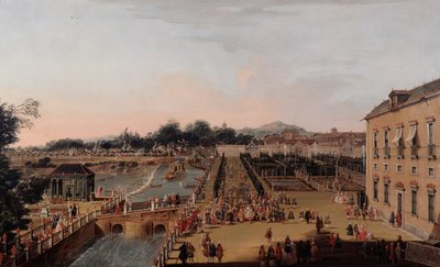 Ferdynand VI i Barbara z Braganzy w ogrodach Aranjuez, 1756 autorstwa Francesco Battaglioli