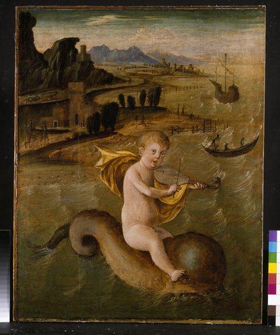 Arion jadący na delfinie, ok. 1509-10 tempera i olej na płycie autorstwa Francesco Bianchi Ferrari