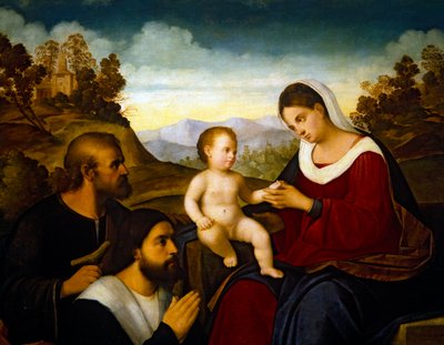 Święta Rodzina z darczyńcą, początek lat 20. XV wieku (olej na płycie drewnianej) autorstwa Francesco Bissolo