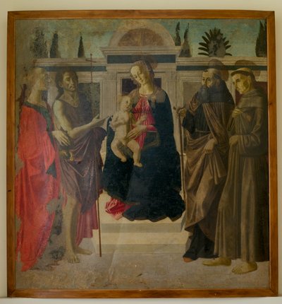 Madonna z Dzieciątkiem z Marią Magdaleną, Janem Chrzcicielem, św. Zenobiusem i św. Franciszkiem (tempera na drewnie) autorstwa Francesco Botticini