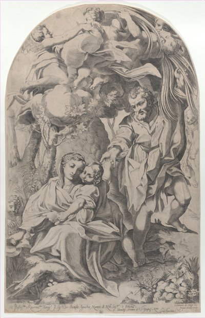 Reszta w locie do Egiptu, 1600-23. autorstwa Francesco Brizio