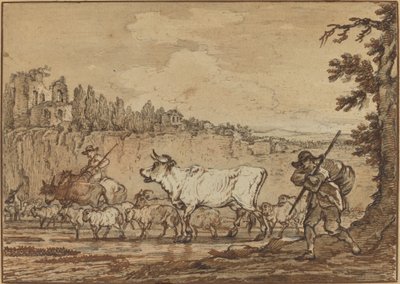 Pasterz przechodzący przez rzekę autorstwa Francesco Casanova