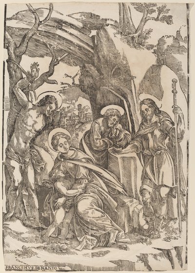 Święta Rodzina ze św. Sebastianem i św. Rochem autorstwa Francesco Denanto