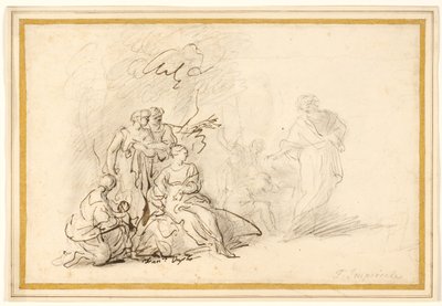 Rebecca ukrywa bogów domowych przed Laban autorstwa Francesco Fernandi