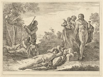 Dziewięć postaci wokół Herm of Pan autorstwa Francesco Fontebasso