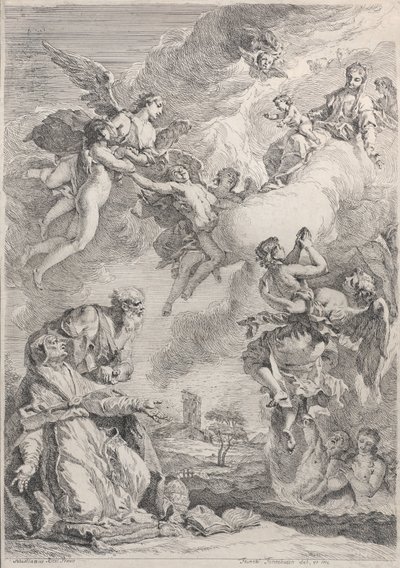 Papież Święty Grzegorz I uwalnia dusze z czyśćca swoimi modlitwami, 1731. autorstwa Francesco Fontebasso