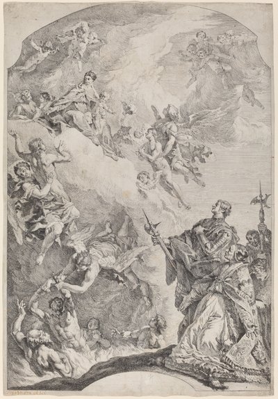 Święty Grzegorz I uwalniający dusze z czyśćca autorstwa Francesco Fontebasso after Sebastiano Ricci